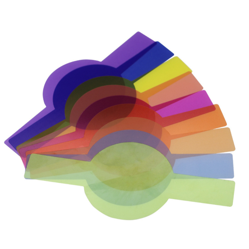 Αξεσουάρ φλας – σετ από 12 κυκλικούς φίλτρων χρώματος; υλικό PVC; καθολική συμβατότητα; βάρος 0,05 kg