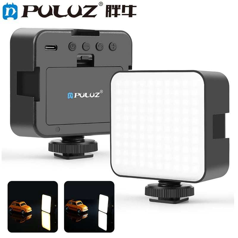 PULUZ Lumină Foto Mini cu Temperatură Tri-Color, 5W, pentru Cameră Digitală, Compatibil cu Blitz (Hot Shoe), LED Pătrat