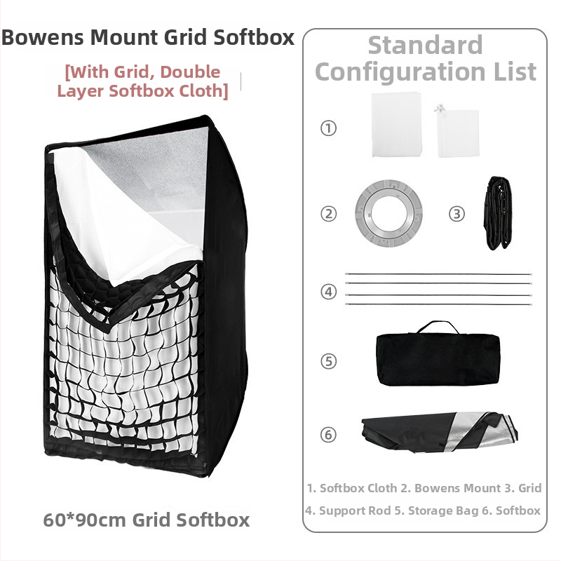 MR6090 Mäkké svetlo zariadenie pre Baorong lampy, blesky a konštantné svetlá; Oxford tkanina s reflexnými čiastočkami; maximálna záťaž 2–5 kg