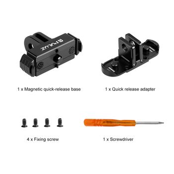 PU720 Bază cu eliberare rapidă pentru GoPro HERO12/11 Mini/10/9 — aliaj de aluminiu, magnetic, încărcare maximă <2 kg, greutate 0.049 kg