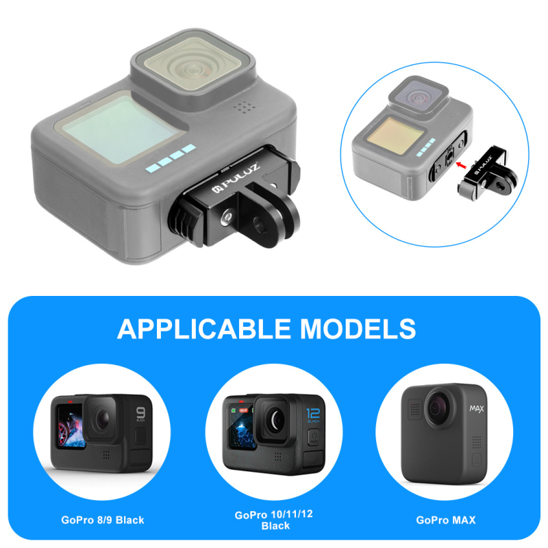 PU720 Bază cu eliberare rapidă pentru GoPro HERO12/11 Mini/10/9 — aliaj de aluminiu, magnetic, încărcare maximă <2 kg, greutate 0.049 kg