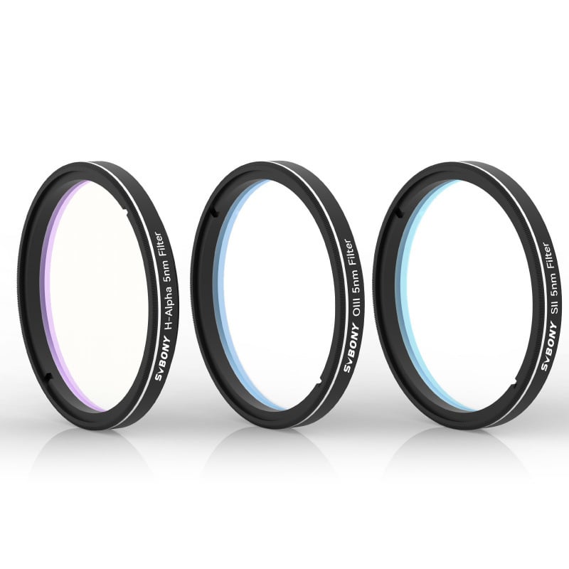 Filtru astronomic SVBONY SV227 – H-Alpha / OIII / SII, filttru cu bandă îngustă, 5 nm lățime a benzii, pentru observații în spațiul profund
