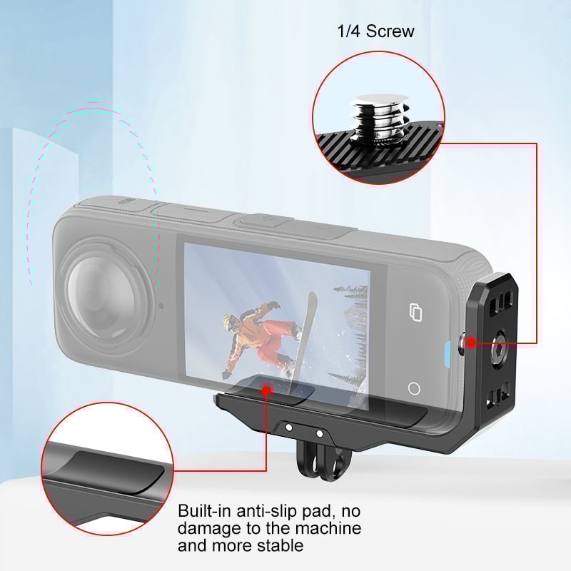 PU982 Suport de fotografiere orizontală și verticală pentru Insta360 X4 (Silicon; Încărcare maximă 2–5 kg; Greutate 0,045 kg)