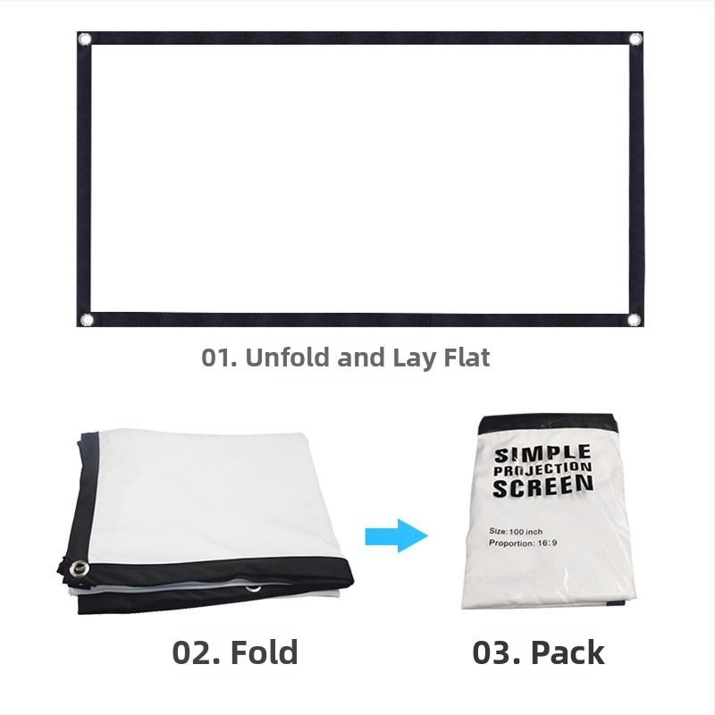 Ecran de proiecție pliabil din țesătură moale pentru uz casnic și cinema în aer liber