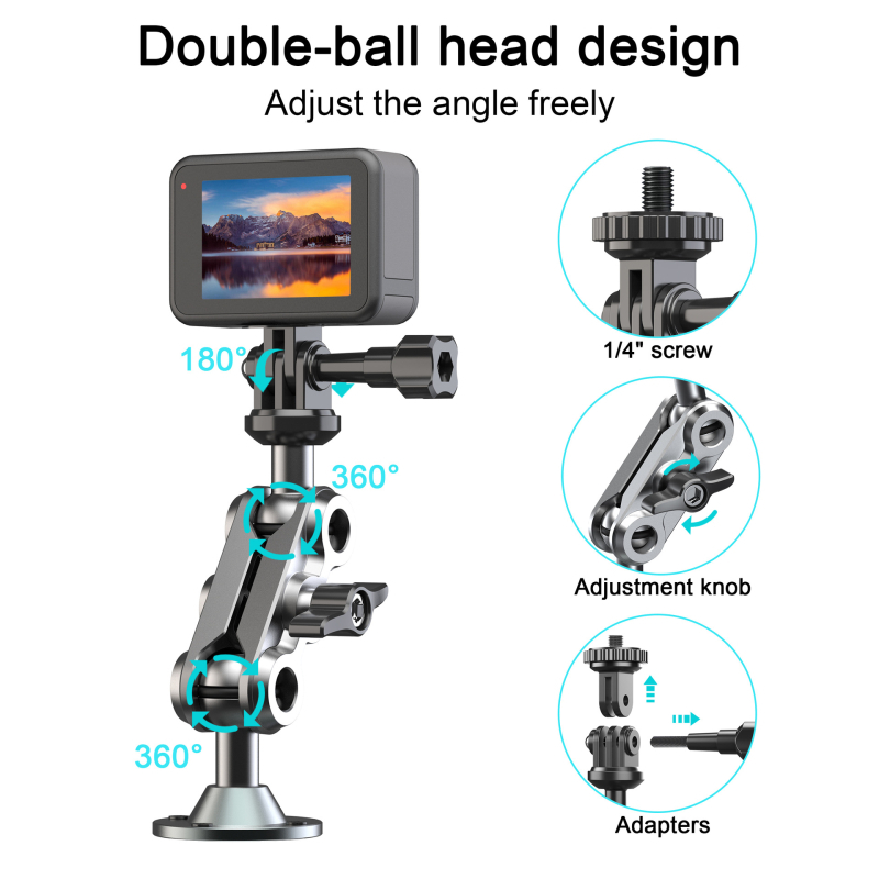Stalak za kameru za zid s univerzalnim 1/4-inčnim vijčanim sučeljem, aluminijska legura