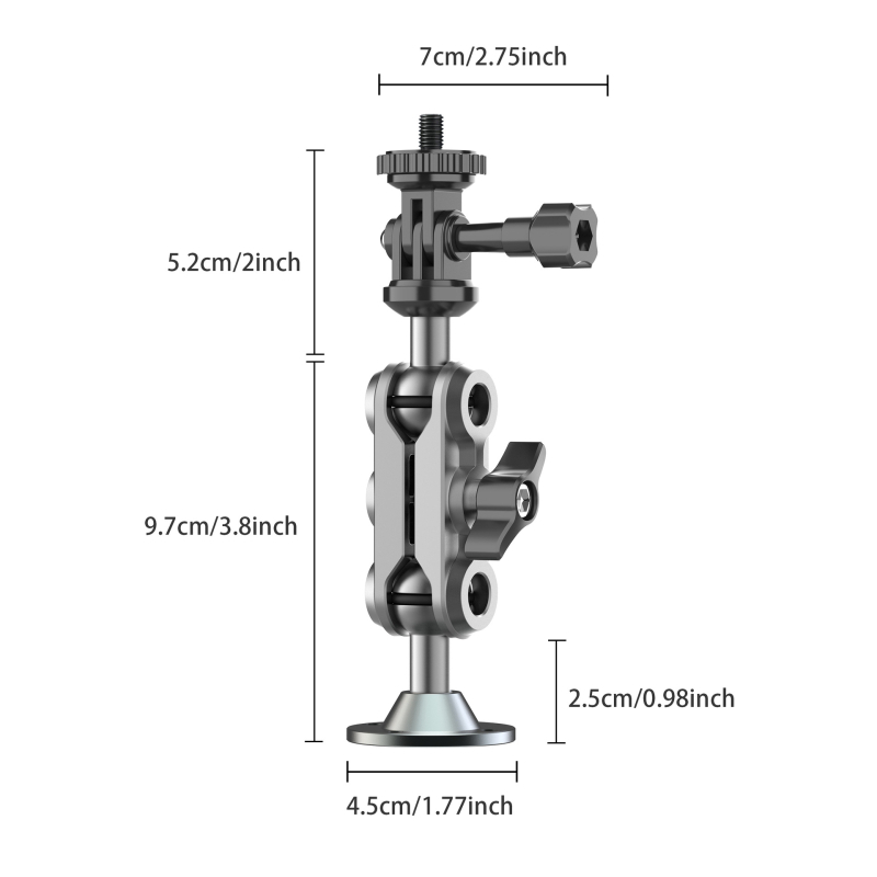 Stalak za kameru za zid s univerzalnim 1/4-inčnim vijčanim sučeljem, aluminijska legura