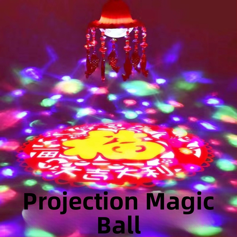 Lampión Magic Ball s projekciou symbolu šťastia, otáčavý, guľatý, svetelný, klasický štýl