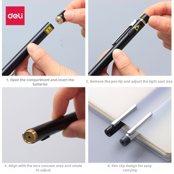 PPT лазерен указател, инфрачервен, безжичен, Deli 3933, метал, тегло 100