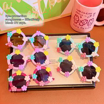 Vaikų saulės akiniai, apvalus gėlių rašto rėmas, poliarizuoti UV380, klipu rėmas, 2025 pavasaris