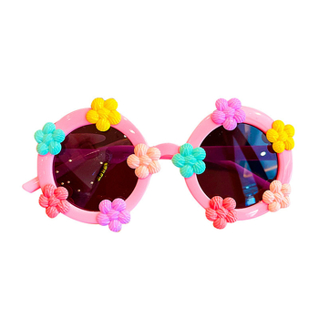 Vaikų saulės akiniai, apvalus gėlių rašto rėmas, poliarizuoti UV380, klipu rėmas, 2025 pavasaris