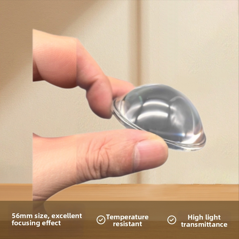 Optikai üvegből készült plano-konvex lencse fény fókuszálására; alkalmas elektromos járművek lámpáihoz és színpadi világításhoz; jellemzők: típus – plano-konvex lencse; anyag – optikai üveg; alkalmazás – fókuszálás; eredet – Jinhua, Zhejiang; nem importált