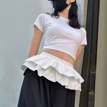 Пухеста мини пола със 3D ефект, полиестер, микроеластична, уличен хипстър стил