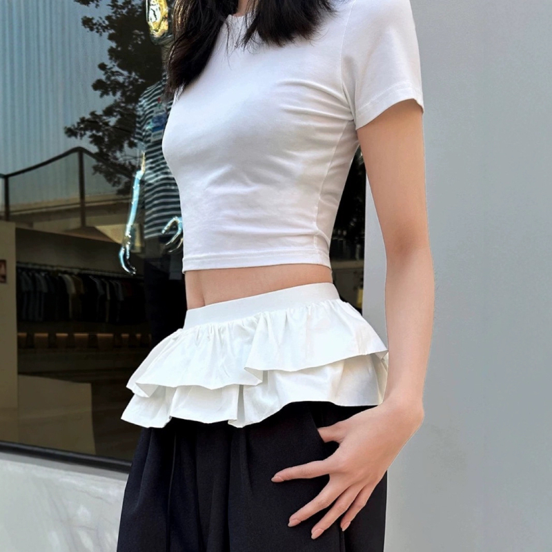 Пухеста мини пола със 3D ефект, полиестер, микроеластична, уличен хипстър стил