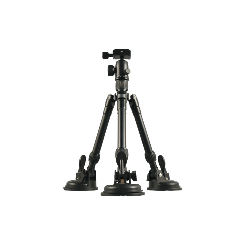 Automobilski nosač s tri usisne čašice za krov, prednji i stražnji poklop i sunroof — Hongwei X0203, aluminijska legura, nosivost 25 kg, kompatibilan s DSLR/kamerom/telefonom/kamerom akcije