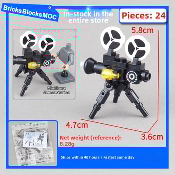 Mini projektor állvány építőelemekkel – jelenet összeszereléshez, DIY, ABS műanyag, apró részek, csomagolás zacskóban, 15–35 éveseknek