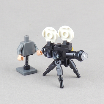 Mini projektor állvány építőelemekkel – jelenet összeszereléshez, DIY, ABS műanyag, apró részek, csomagolás zacskóban, 15–35 éveseknek