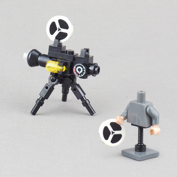 Mini projektor állvány építőelemekkel – jelenet összeszereléshez, DIY, ABS műanyag, apró részek, csomagolás zacskóban, 15–35 éveseknek