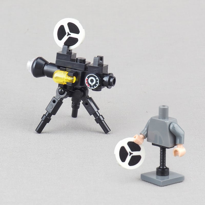 Mini projektor állvány építőelemekkel – jelenet összeszereléshez, DIY, ABS műanyag, apró részek, csomagolás zacskóban, 15–35 éveseknek