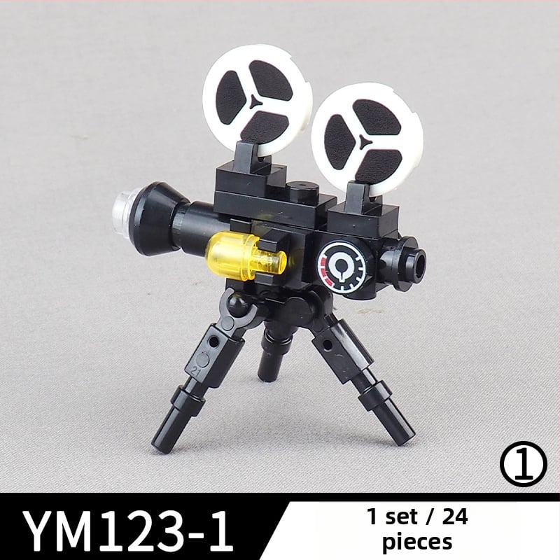 Mini projektor állvány építőelemekkel – jelenet összeszereléshez, DIY, ABS műanyag, apró részek, csomagolás zacskóban, 15–35 éveseknek