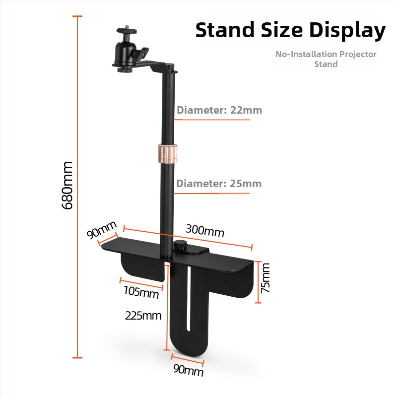 Skrytý držiak projektora na nočnú stolík a sedačku, kovová platforma Pan-Tilt, nastaviteľný