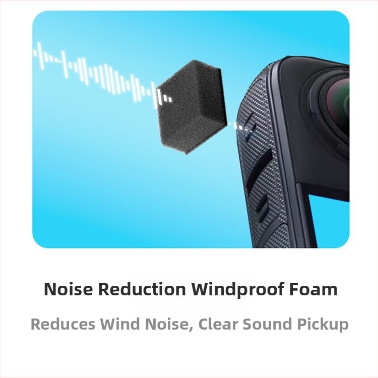 Tuulekindel mikrofoni kattev Insta360 X3/X5 — läbipaistev svamm, müra vähendamine, ühilduvus X3/X5, lisaseade