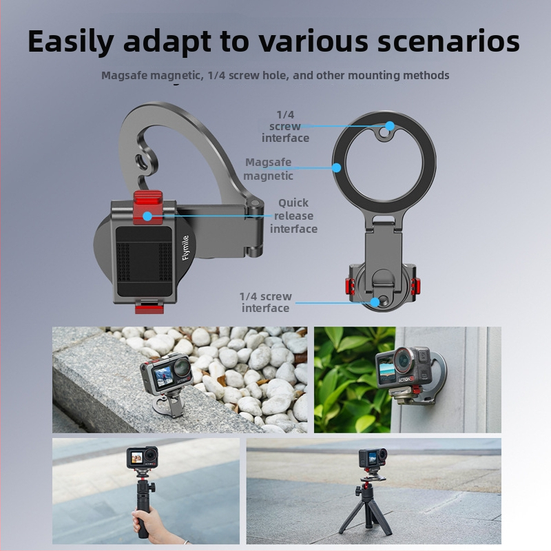 Flymile magnetiline kiirvabastuse kinnitus DJI Osmo Action 3/4/5 Pro ja Osmo 360 jaoks