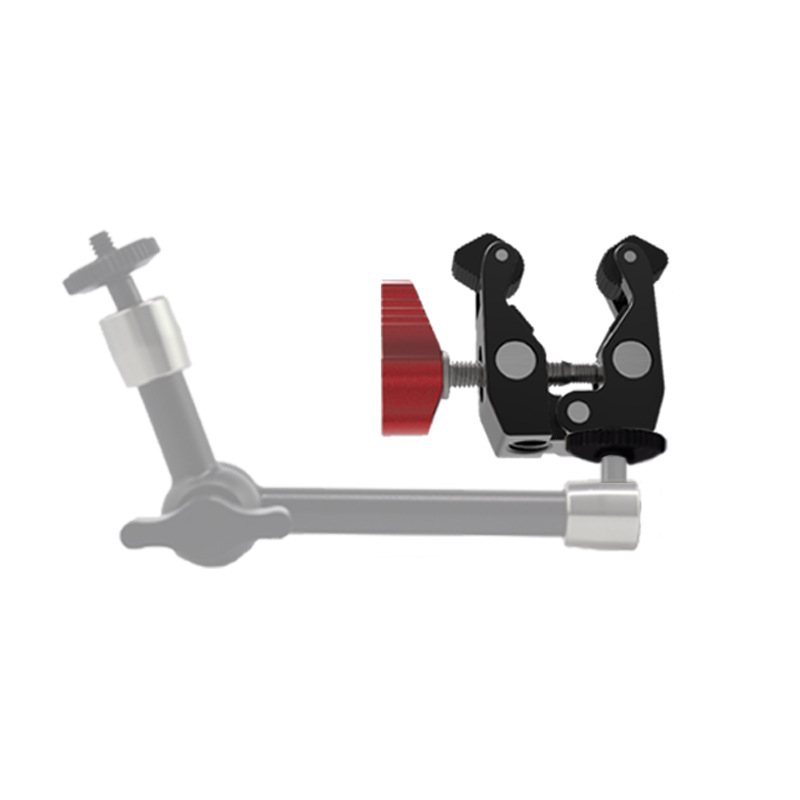 Sofoto D-002 Bază de clip crab pentru camere SLR/mirrorless, aliaj de aluminiu, sarcină maximă 2–5 kg, compatibil cu brațe magice de 7–11 inch