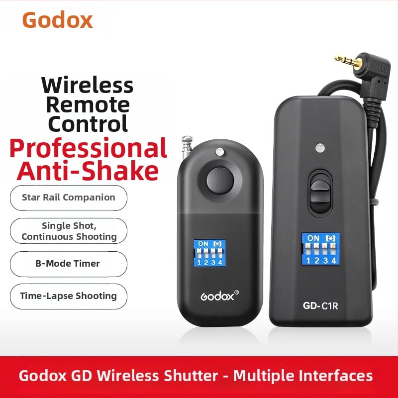 Shenniu ασύρματο τηλεχειριστήριο για Canon/Nikon DSLR κάμερες; σώμα από κράμα αλουμινίου; 16 κανάλια; εμβέλεια 30 μ.; λειτουργία Bulb