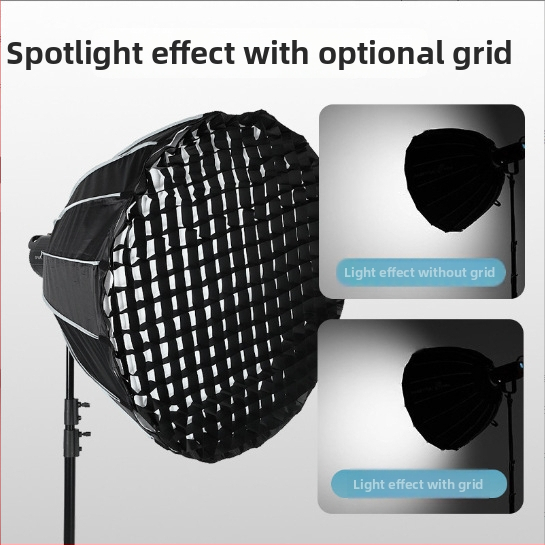 Parabolická hlboká softbox pre mäkké svetlo, model  KFT030, materiál hliníková zliatina, nosnosť 2–5 kg, hmotnosť 2,1 kg