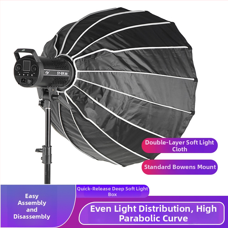 Parabolická hlboká softbox pre mäkké svetlo, model  KFT030, materiál hliníková zliatina, nosnosť 2–5 kg, hmotnosť 2,1 kg