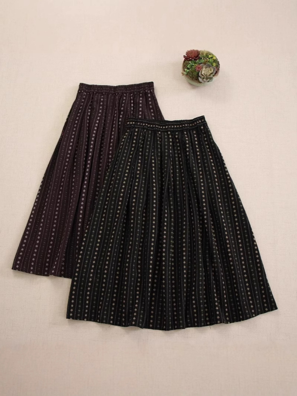 Ženska midi suknja A-kroja s jacquard floralnim uzorkom, elastičan pojas, slobodan kroj, Mori stil