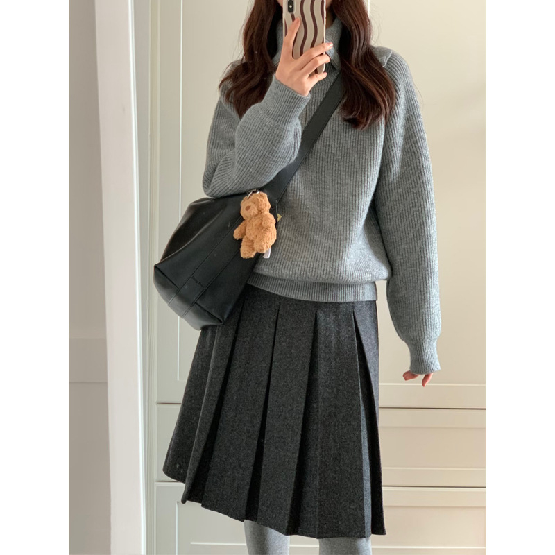 Plisirana suknja srednje duljine, poliester, školski stil, mikroelastična