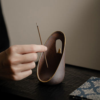 Κεραμικός καυστήρας ινσένς και δέκτης για εσωτερική χρήση, εξαρτήματα Gongfu τελετής τσαγιού, αρωματοθεραπευτικός καυστήρας, κινέζικος στυλ