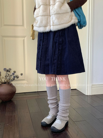 You Think Dombor mintázatú pamut midi szoknya - Típus A, Retro stílus, 90-95% pamut, Mikroelasztikus