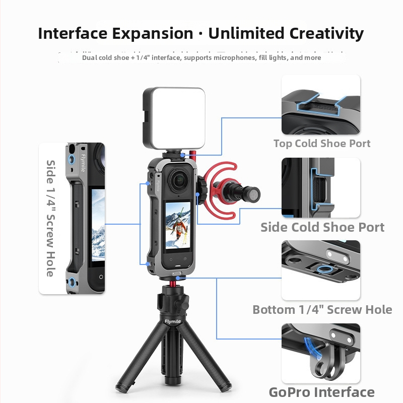 Flymile X5001 Kinnine adapter klips Insta360 X5 jaoks, Metallraam, Rabbit Cage Laiendushoidik