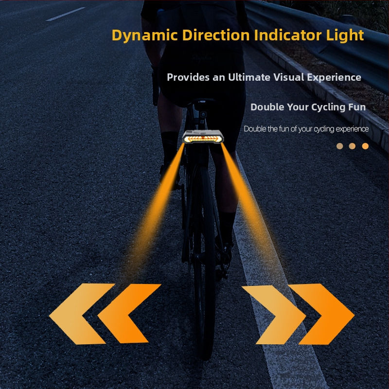 Jalgratta projektsiooniline tagumine tuli USB-C laadimisega, sisseehitatud 1200mAh aku, rihmaga kinnitus – vasak- ja parempöörde märgistus öises sõiduks