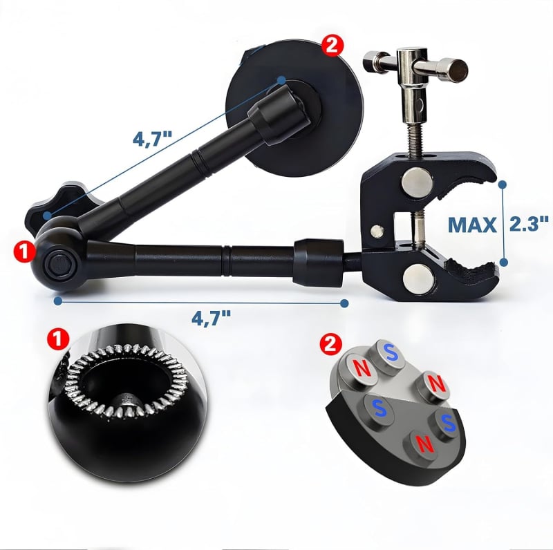 Shadow Sturt YST8888 Αξεσουάρ κινητών τηλεφώνων – Δέκτης για ζωντανή μετάδοση με κράμπ καβουριού και επίπεδη μαγνητική βάση