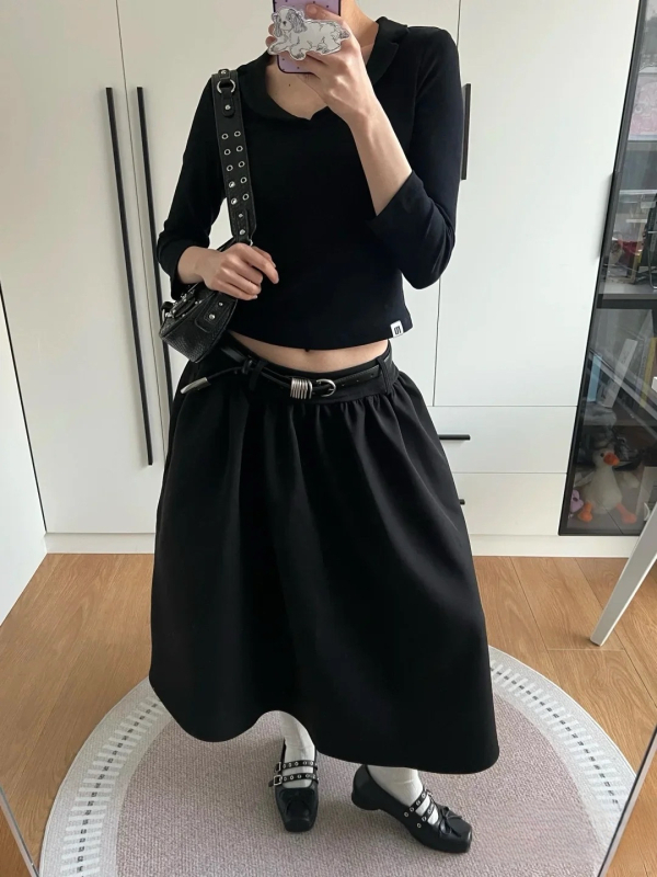 tutu suknja, jednobojni uzorak, TR tkanina, viskoza ≤30%, japansko-korejski ležerni stil