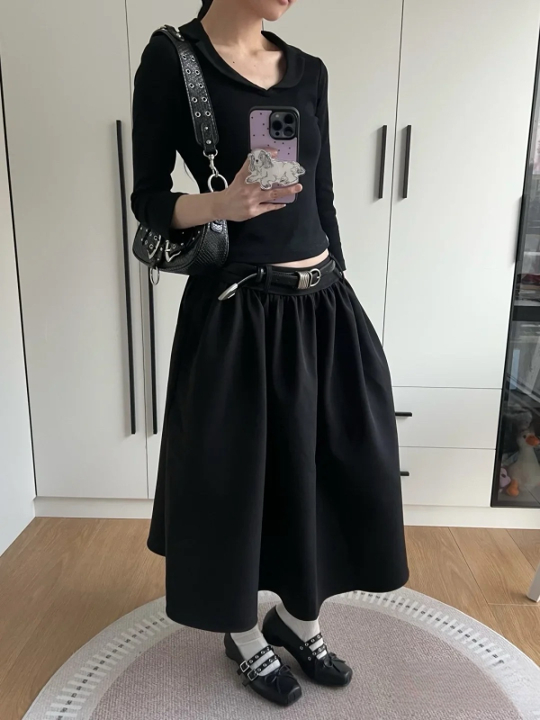 tutu suknja, jednobojni uzorak, TR tkanina, viskoza ≤30%, japansko-korejski ležerni stil