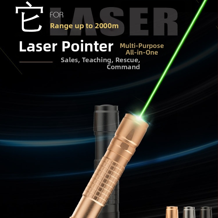 Sada laserového ukazovacieho pera, Nerezová oceľ, 3W, Dosah >500 m, 360° otáčanie