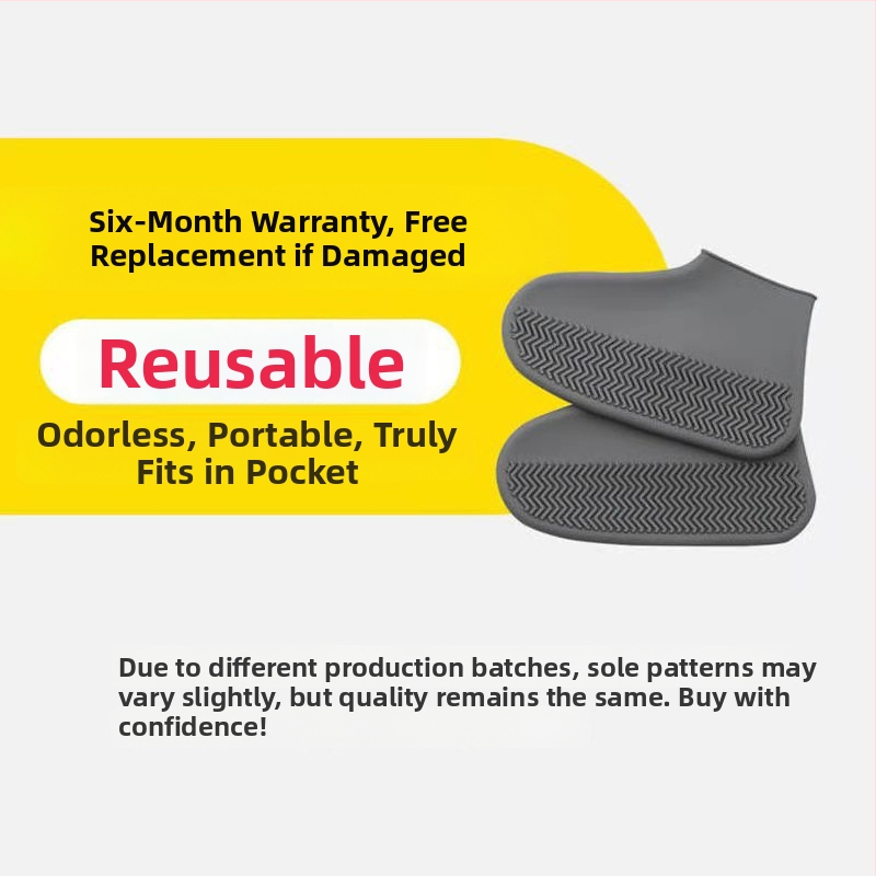 Siliconeové vodotesné krytky na topánky, zosilnené, protišmykové, odolné voči opotrebeniu, prateľné, vylepšená verzia; značka BH, s tlačeným logom, prispôsobiteľné, jednoduchý štýl