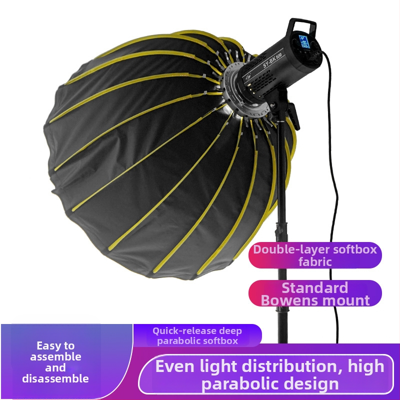 Parabolický hlboký softbox pre osvetlenie, rýchla montáž, hliníková zliatina, model: hlboký parabolický softbox, nosnosť 2–5 kg, hmotnosť 2 kg