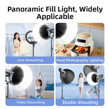 Fotografické príslušenstvo s bajonetom Baorong, guľový difúzor mäkkého svetla pre živé vysielanie, zaťaženie 2–5 kg, materiál plast/kov