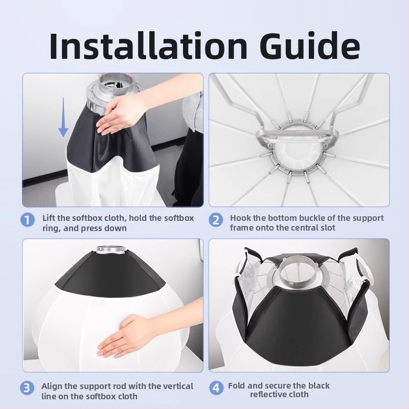 Fotografické príslušenstvo s bajonetom Baorong, guľový difúzor mäkkého svetla pre živé vysielanie, zaťaženie 2–5 kg, materiál plast/kov