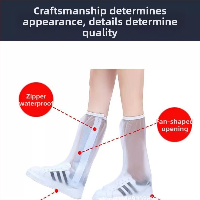 Дъждоустойчива покривка за обувки с противохлъзгащо дъно и удължен висок цилиндър, за каране извън пътя, преносима, PVC