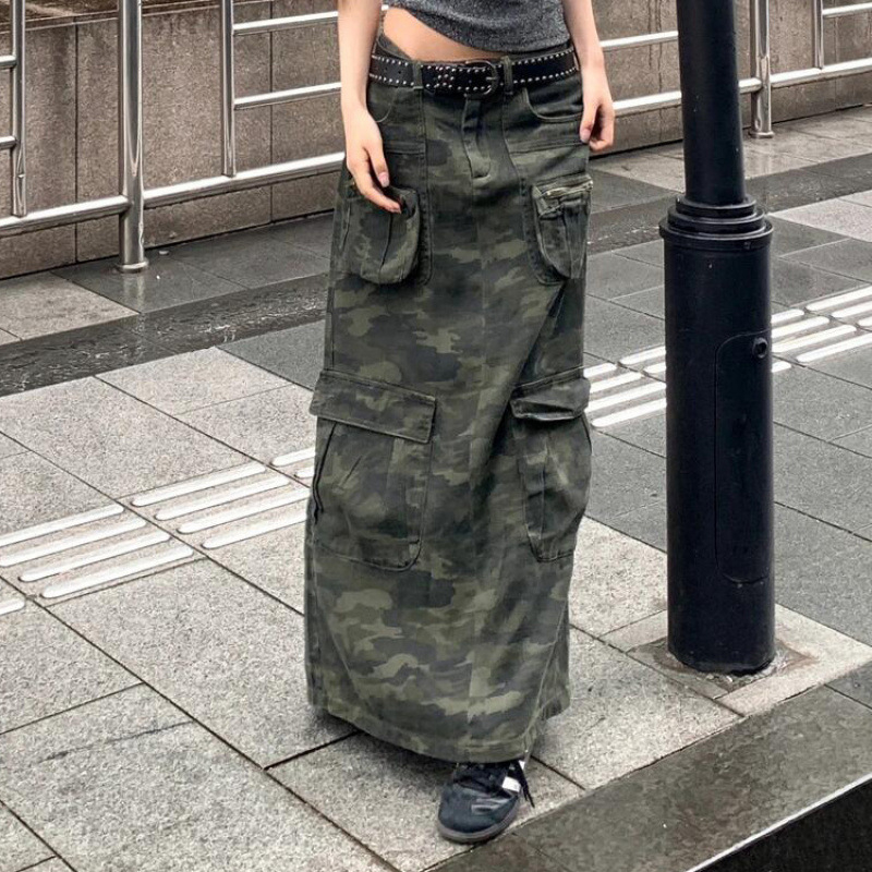 Traper suknja A-linije, duga, 95% pamuka, gradski stil