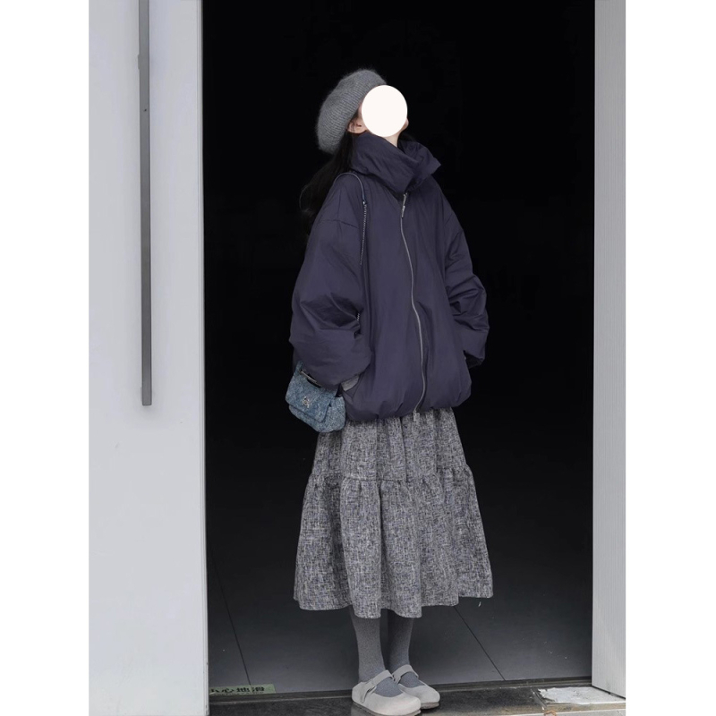 Fustă în formă de mugur, lungă, stil japonez-coreean lejer, țesătură acrilică, 30–50% conținut material principal