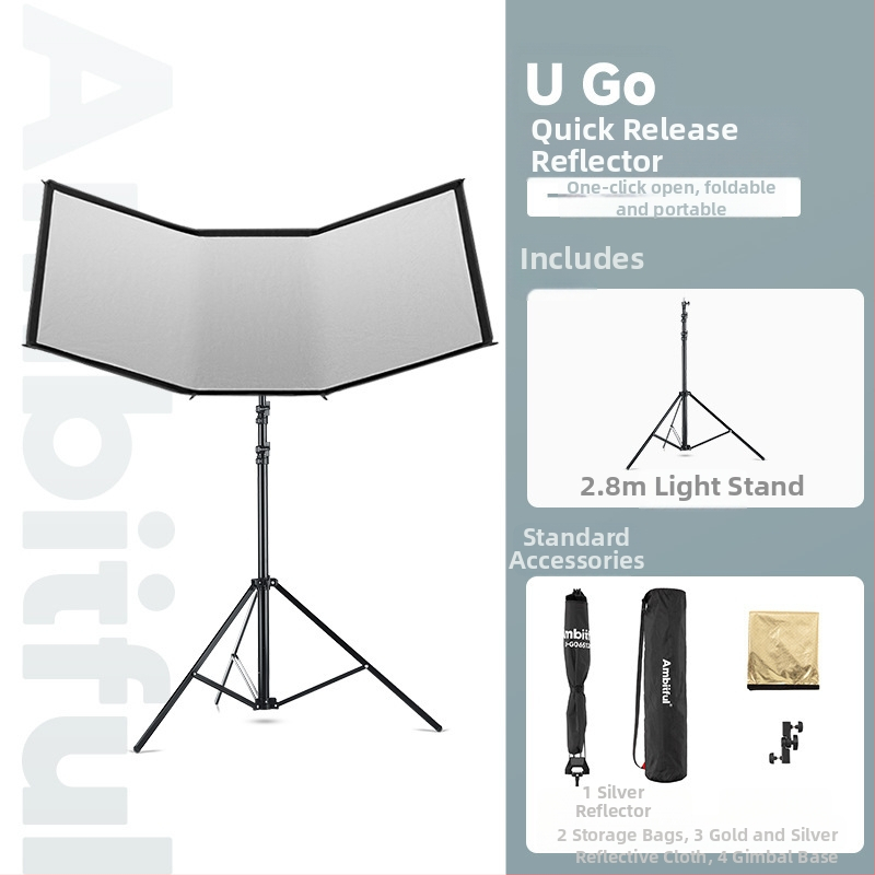 Zhijie U-Go – Reflector pliabil pentru iluminat moale, formă U curbată, pentru portrete, natură statică și video; Sarcină maximă 2–5 kg; Greutate netă 1,03 kg; Model U-Go