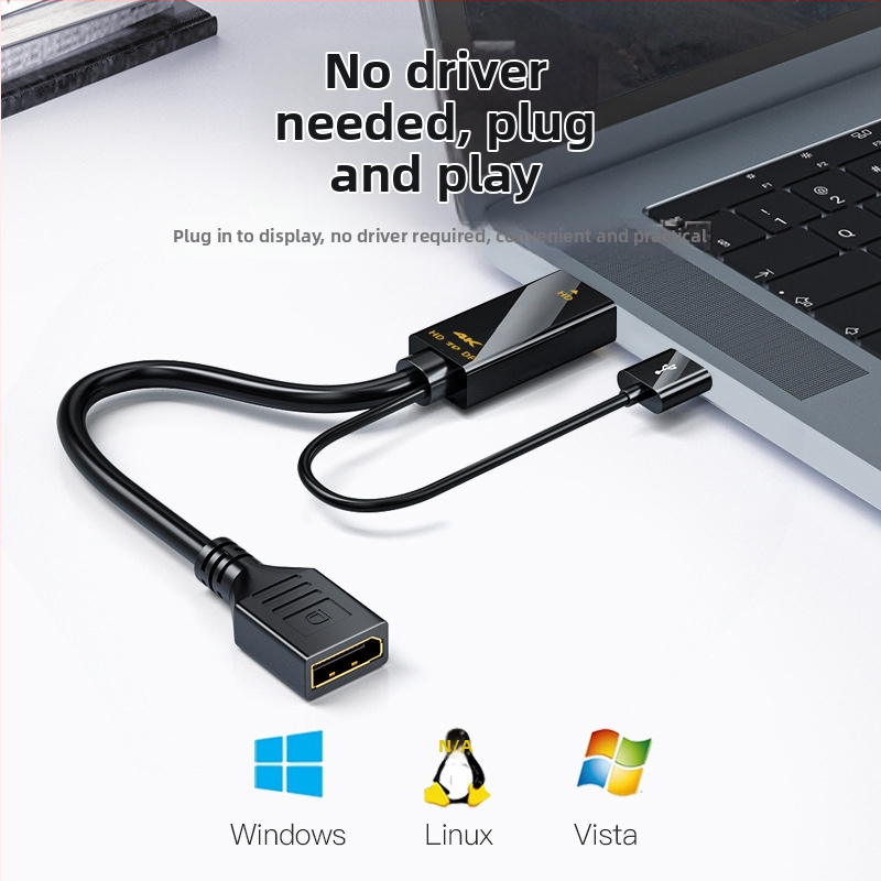 HDMI na DP adaptér (4K60Hz, vysoko kvalitný čip, dĺžka kábla 0.25m/1.8m)