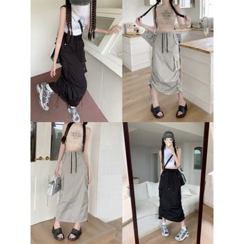 Fustă de birou cu smock – poliester, țesătură principală peste 95%, lungime midi, micro-elastică